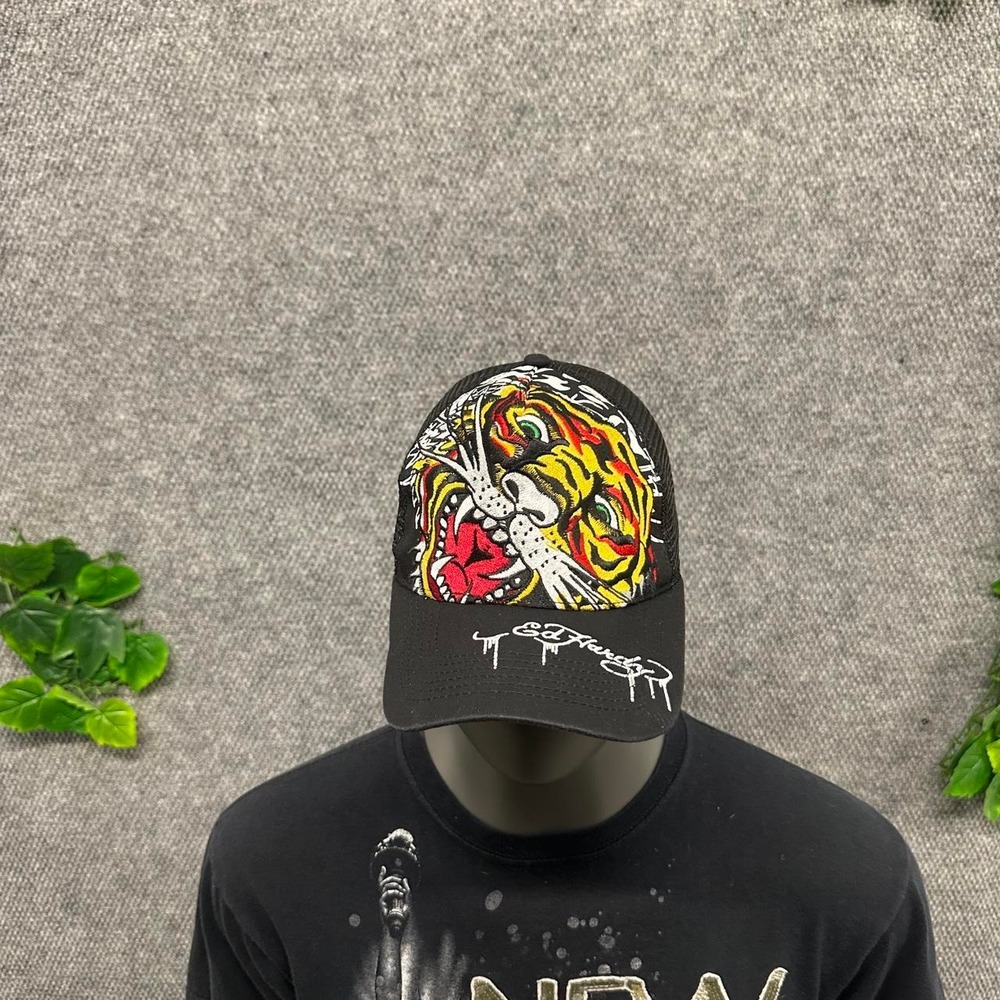 Ed Hardy Tiger Graphic Black Trucker Hat